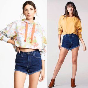 Lee Modern Vintage High Rise Shorty Short Cut Off Blue Shorts